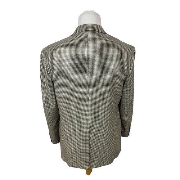 Nordstrom Mens Black and Beige Houndstooth Blazer Euro-300 Tailored USA Size M - Picture 3 of 11